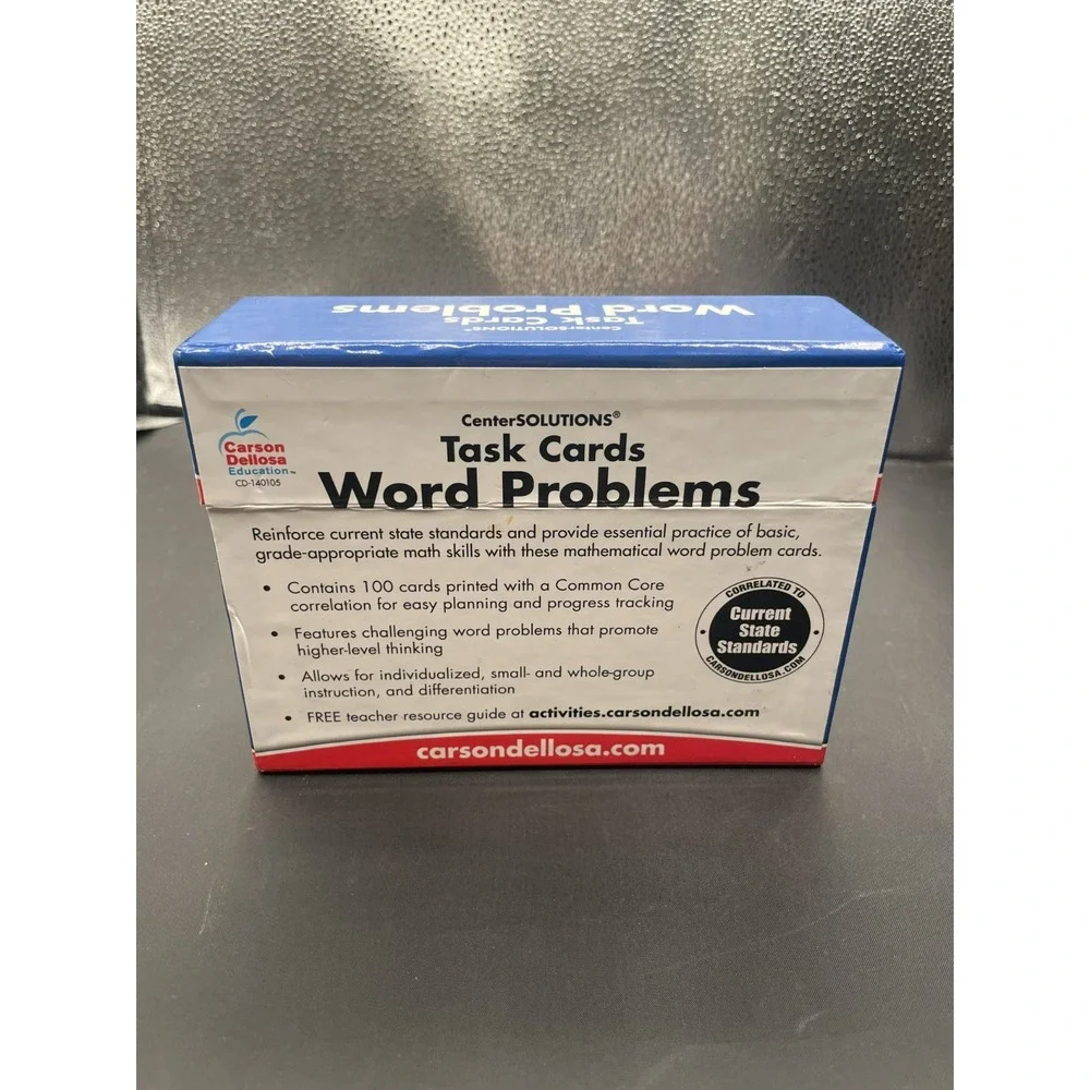 Task Cards School Math Word Problems Grade 5 Carson Dellosa Center Solutions New
